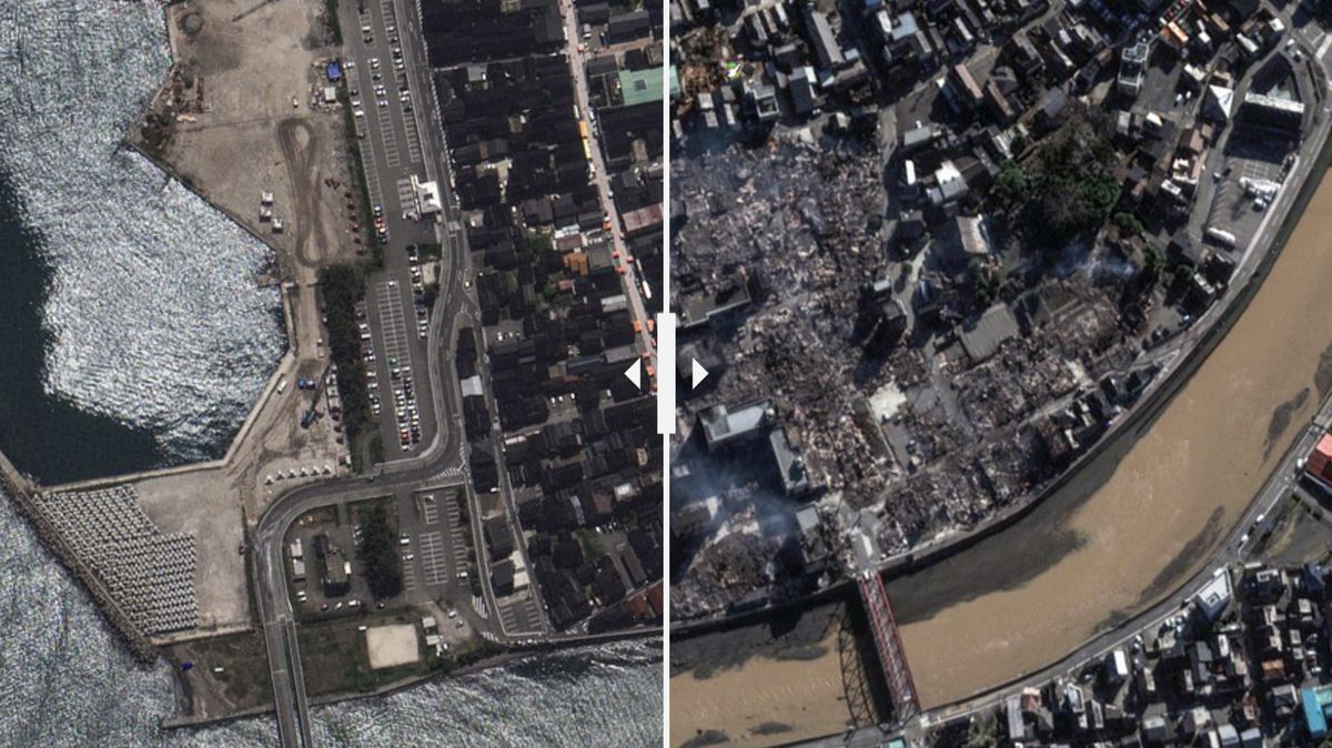Satelitní snímky: Jak zemětřesení zničilo západ Japonska